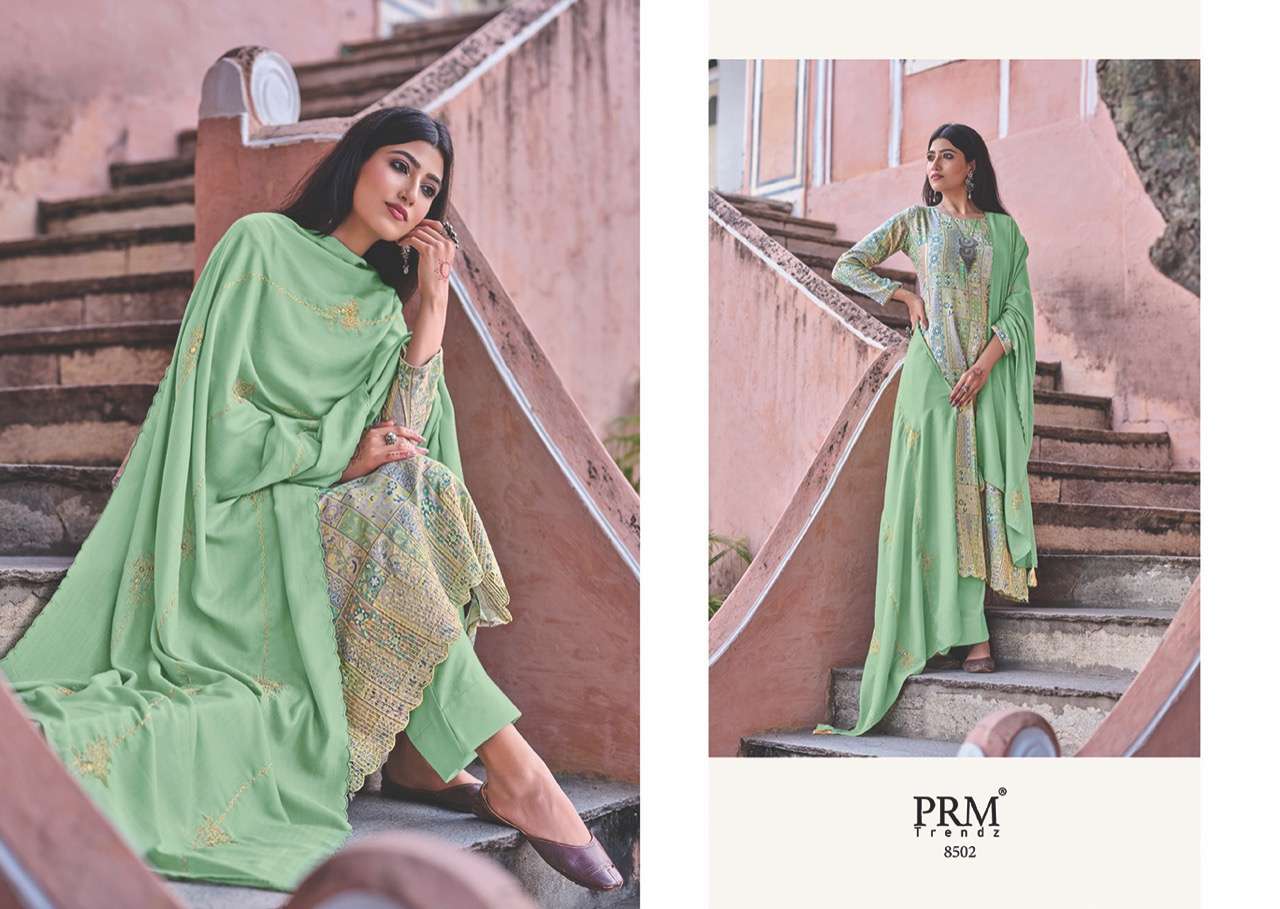 ZAINAB VOL-3 BY PRM TRENDZ 8501 TO 8508 SERIES BEAUTIFUL STYLISH SUITS FANCY COLORFUL CASUAL WEAR & ETHNIC WEAR & READY TO WEAR PURE JAM COTTON PRINT WITH EMBROIDERED DRESSES AT WHOLESALE PRICE