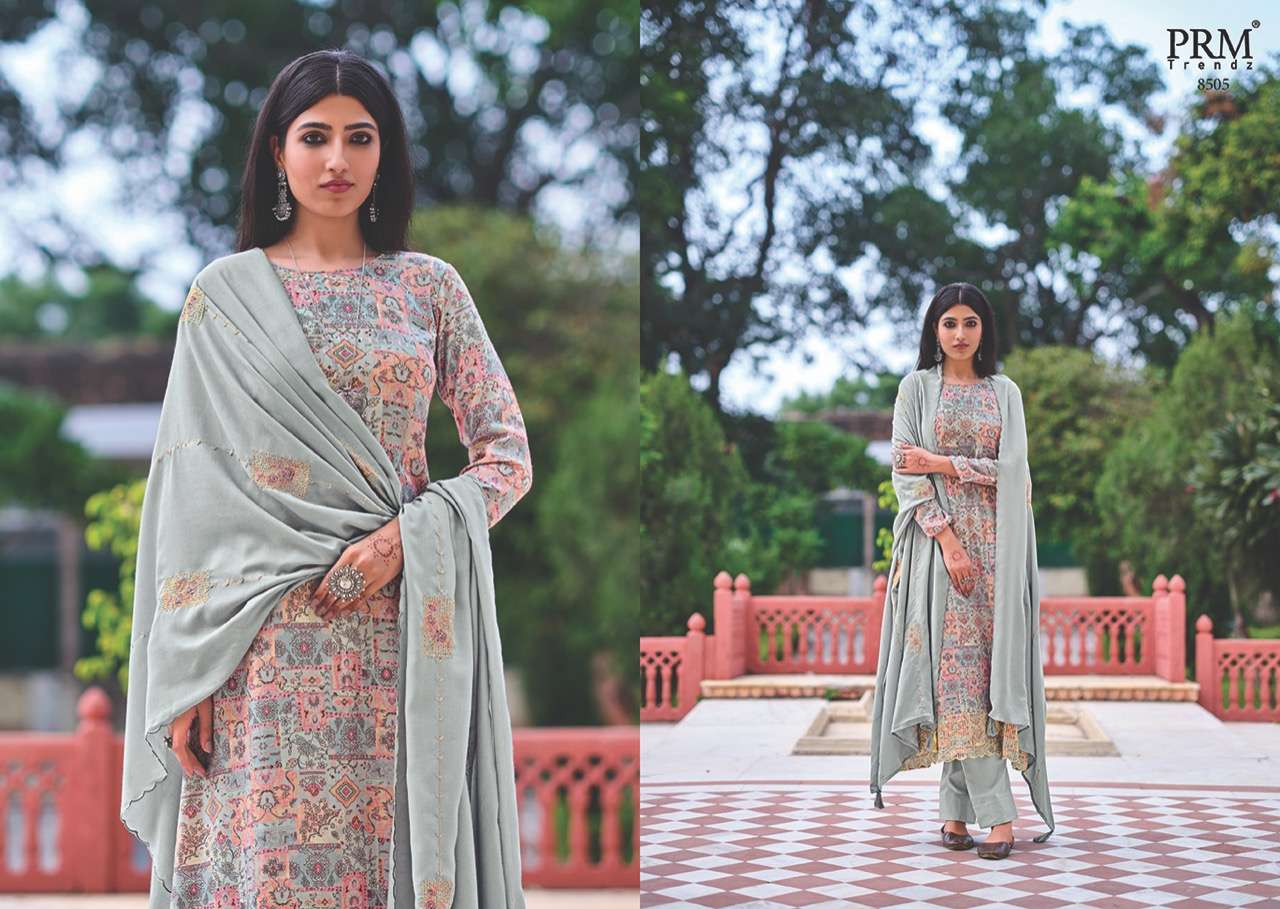 ZAINAB VOL-3 BY PRM TRENDZ 8501 TO 8508 SERIES BEAUTIFUL STYLISH SUITS FANCY COLORFUL CASUAL WEAR & ETHNIC WEAR & READY TO WEAR PURE JAM COTTON PRINT WITH EMBROIDERED DRESSES AT WHOLESALE PRICE