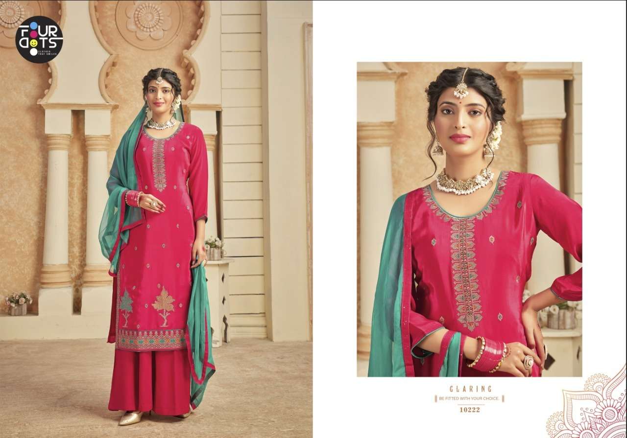 Saumya By Four Dots 10221 To 10224 Series Indian Suits Beautiful Fancy Colorful Stylish Party Wear & Occasional Wear Pure Crepe Dresses At Wholesale Price