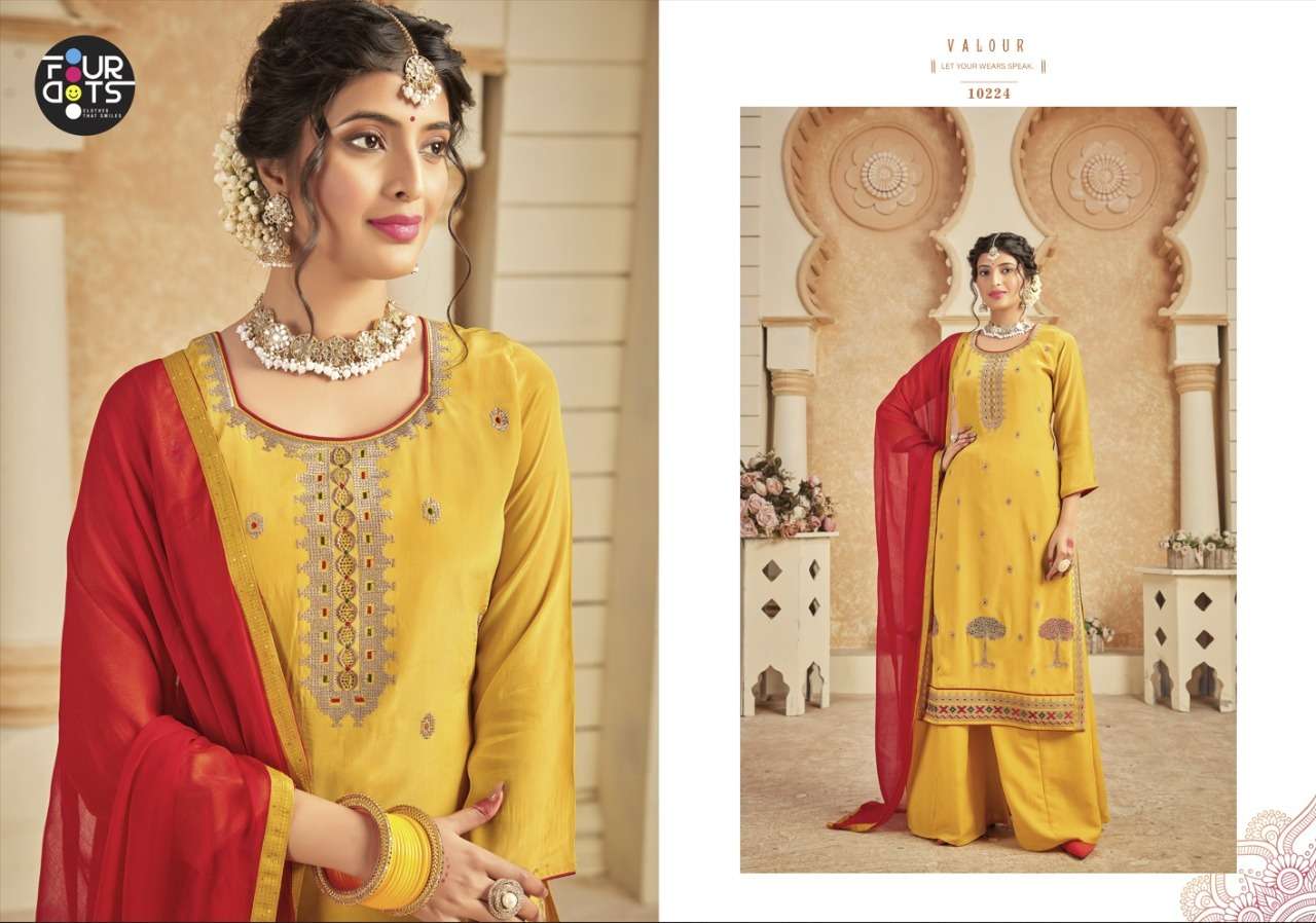 Saumya By Four Dots 10221 To 10224 Series Indian Suits Beautiful Fancy Colorful Stylish Party Wear & Occasional Wear Pure Crepe Dresses At Wholesale Price