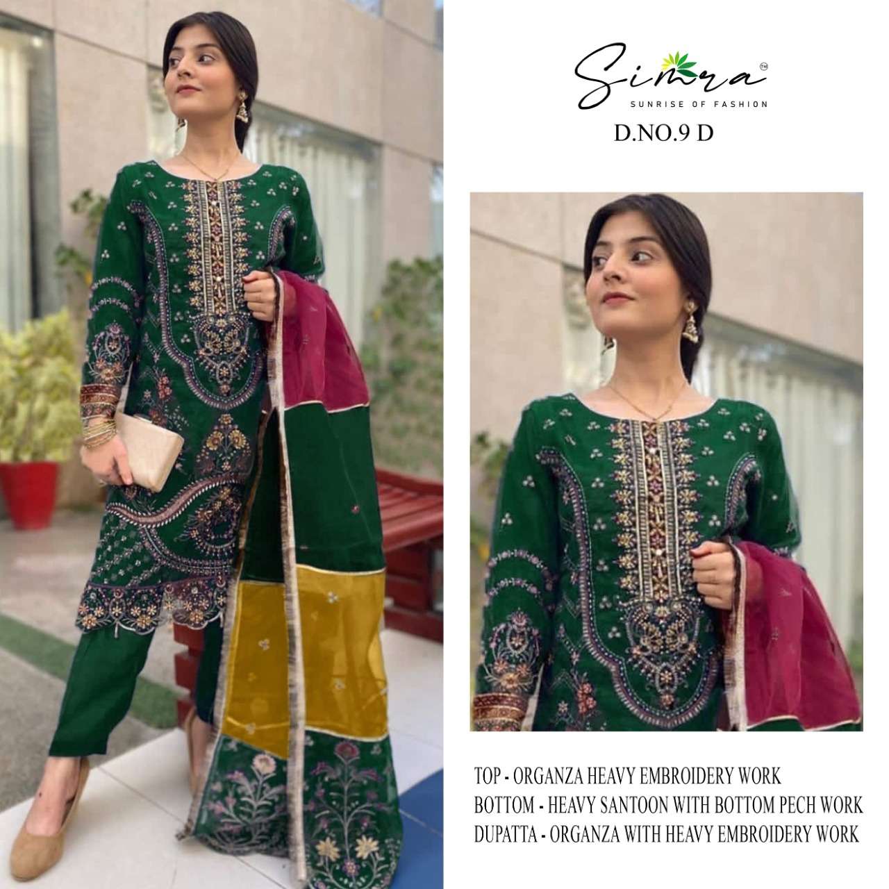 Simra 9 Colours By Fashid Wholesale 9-A To 9-D Series Designer Pakistani Suits Beautiful Fancy Colorful Stylish Party Wear & Occasional Wear Faux Georgette Embroidered Dresses At Wholesale Price