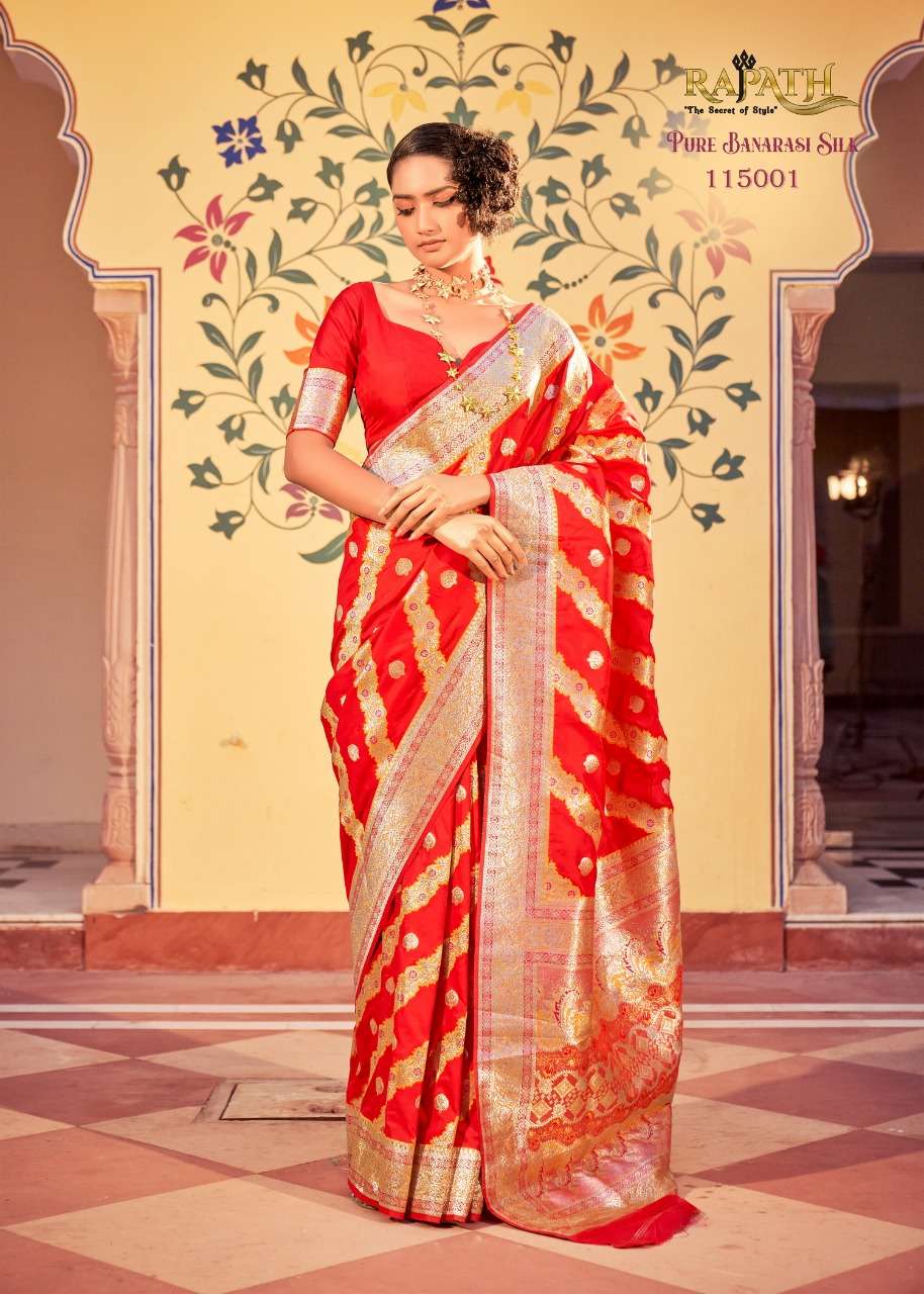 Stuti Silk By Rajpath 115001 To 115006 Series Indian Traditional Wear Collection Beautiful Stylish Fancy Colorful Party Wear & Occasional Wear Pure Banarasi Silk Sarees At Wholesale Price