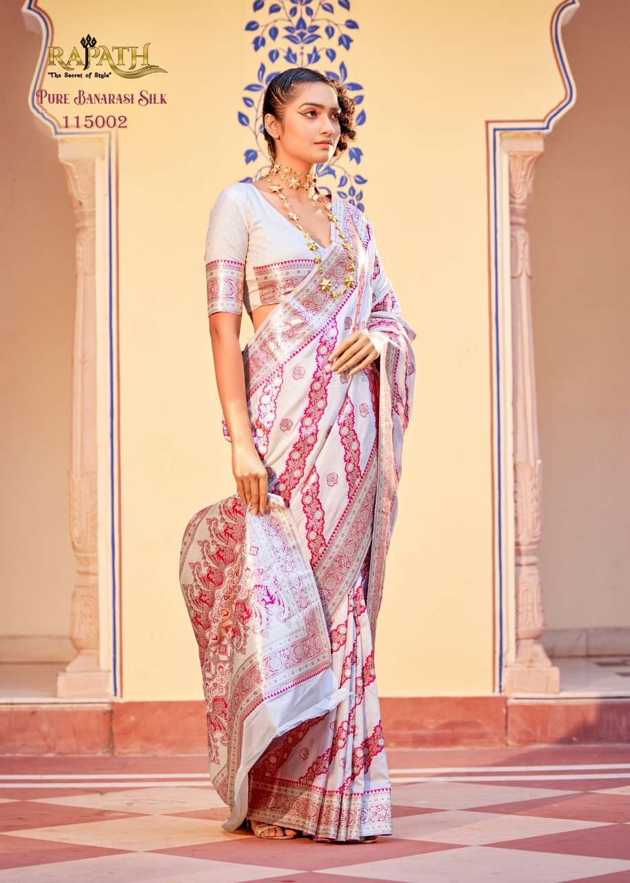 Stuti Silk By Rajpath 115001 To 115006 Series Indian Traditional Wear Collection Beautiful Stylish Fancy Colorful Party Wear & Occasional Wear Pure Banarasi Silk Sarees At Wholesale Price