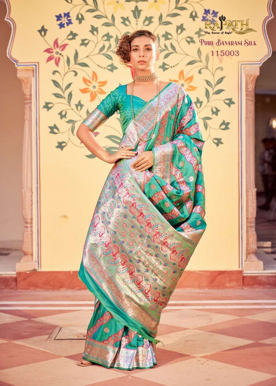 Stuti Silk By Rajpath 115001 To 115006 Series Indian Traditional Wear Collection Beautiful Stylish Fancy Colorful Party Wear & Occasional Wear Pure Banarasi Silk Sarees At Wholesale Price