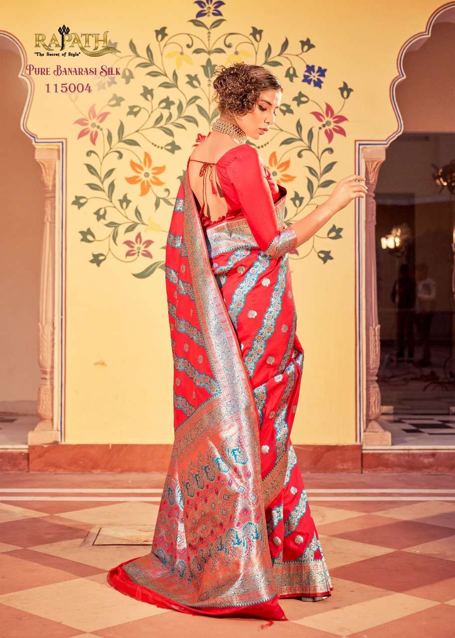 Stuti Silk By Rajpath 115001 To 115006 Series Indian Traditional Wear Collection Beautiful Stylish Fancy Colorful Party Wear & Occasional Wear Pure Banarasi Silk Sarees At Wholesale Price