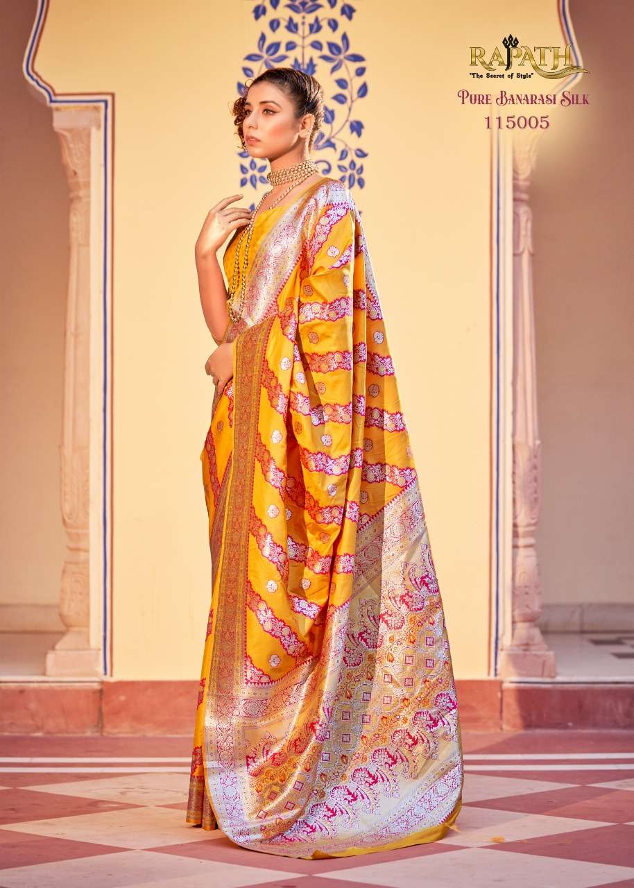 Stuti Silk By Rajpath 115001 To 115006 Series Indian Traditional Wear Collection Beautiful Stylish Fancy Colorful Party Wear & Occasional Wear Pure Banarasi Silk Sarees At Wholesale Price