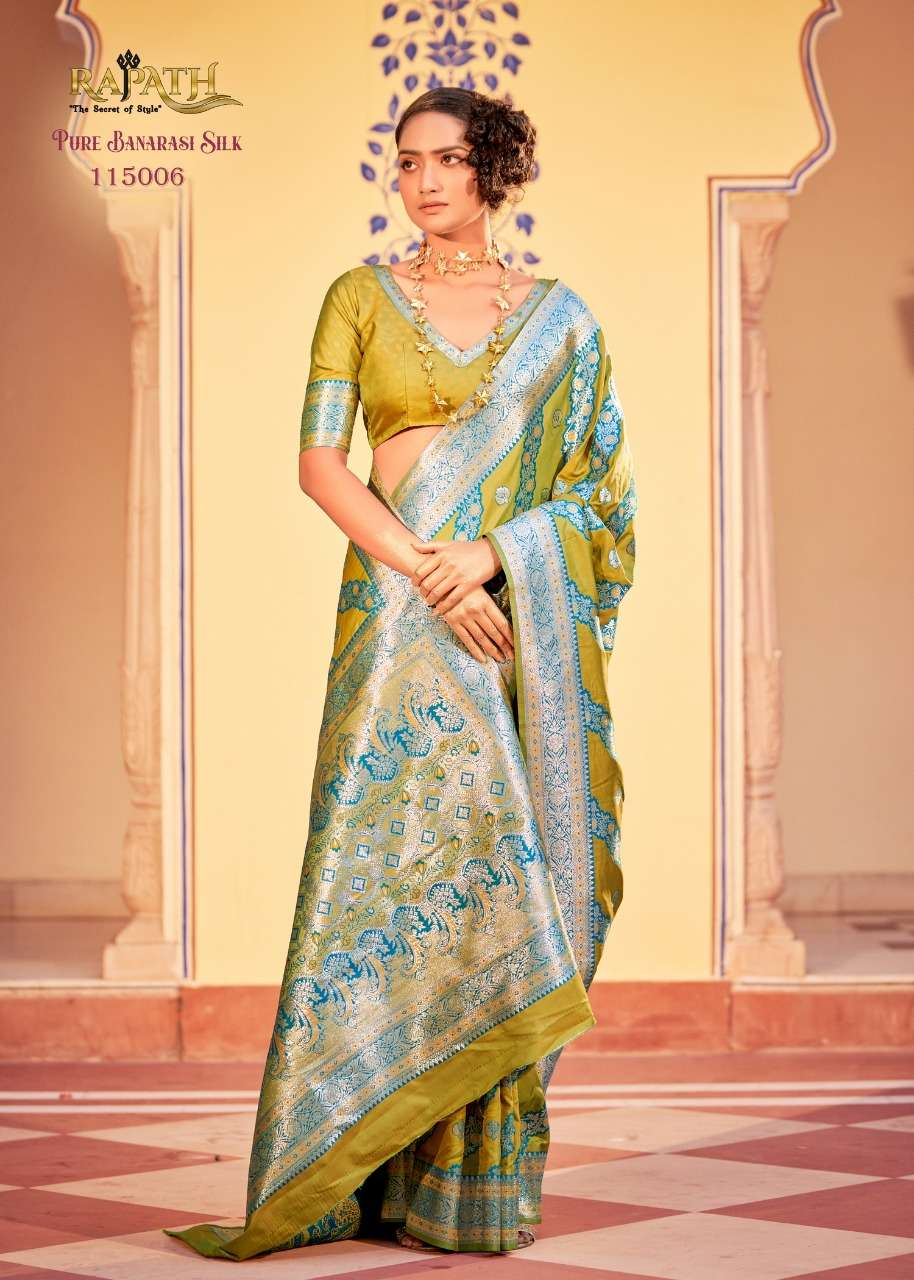 Stuti Silk By Rajpath 115001 To 115006 Series Indian Traditional Wear Collection Beautiful Stylish Fancy Colorful Party Wear & Occasional Wear Pure Banarasi Silk Sarees At Wholesale Price