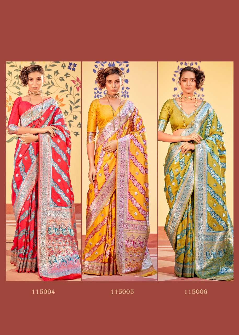 Stuti Silk By Rajpath 115001 To 115006 Series Indian Traditional Wear Collection Beautiful Stylish Fancy Colorful Party Wear & Occasional Wear Pure Banarasi Silk Sarees At Wholesale Price