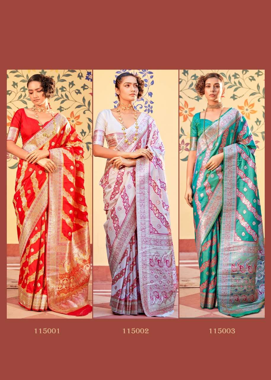 Stuti Silk By Rajpath 115001 To 115006 Series Indian Traditional Wear Collection Beautiful Stylish Fancy Colorful Party Wear & Occasional Wear Pure Banarasi Silk Sarees At Wholesale Price