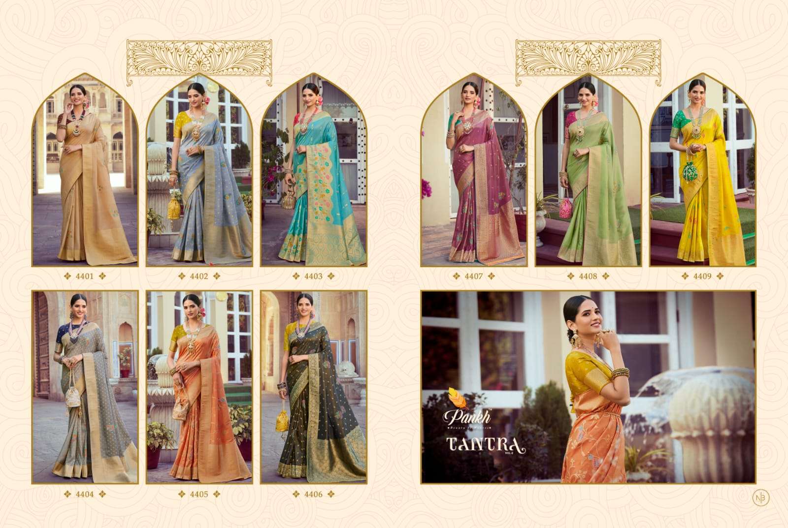 Tantra Vol-2 By Pankh Creation 4401 To 4409 Series Indian Traditional Wear Collection Beautiful Stylish Fancy Colorful Party Wear & Occasional Wear Tissue Silk Sarees At Wholesale Price