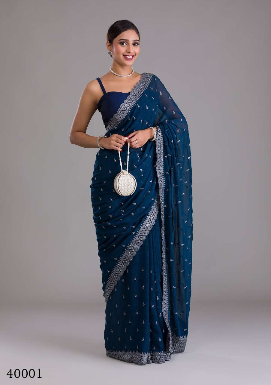 ARYA VOL-44 BY ARYA DESIGNS 40001 TO 40003 SERIES INDIAN TRADITIONAL WEAR COLLECTION BEAUTIFUL STYLISH FANCY COLORFUL PARTY WEAR & OCCASIONAL WEAR CHINNON CHIFFON/ART SILK SAREES AT WHOLESALE PRICE