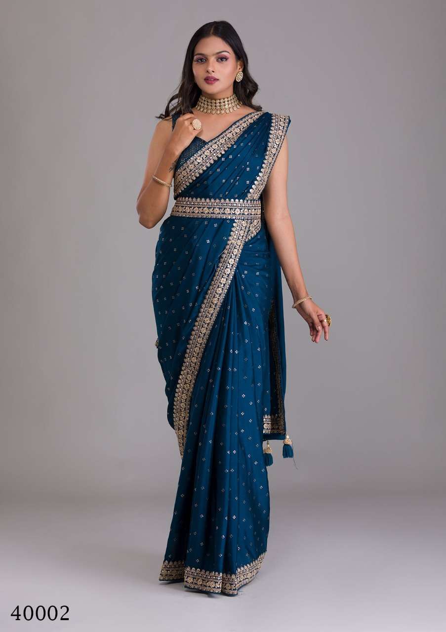 ARYA VOL-44 BY ARYA DESIGNS 40001 TO 40003 SERIES INDIAN TRADITIONAL WEAR COLLECTION BEAUTIFUL STYLISH FANCY COLORFUL PARTY WEAR & OCCASIONAL WEAR CHINNON CHIFFON/ART SILK SAREES AT WHOLESALE PRICE