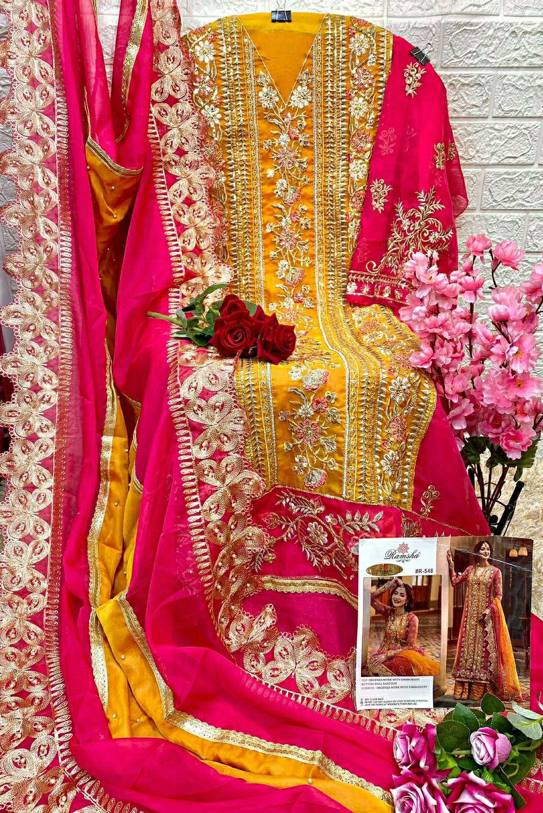 Ramsha Hit Design 548 By Ramsha Designer Pakistani Suits Beautiful Stylish Fancy Colorful Party Wear & Occasional Wear Organza Embroidered Dresses At Wholesale Price