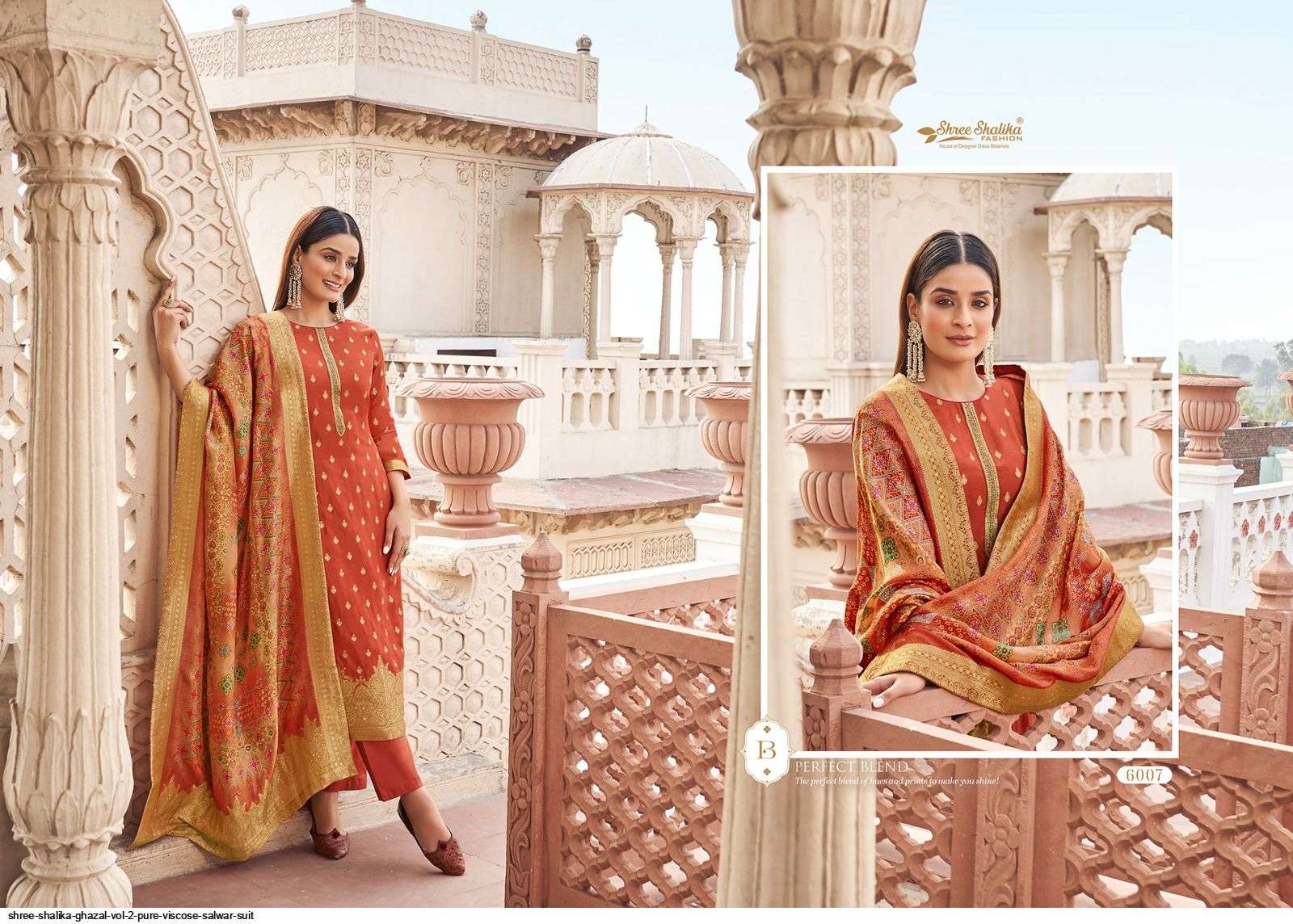 GHAZAL VOL-2 BY SHREE SHALIKA FASHION 6001 TO 6008 SERIES BEAUTIFUL SUITS COLORFUL STYLISH FANCY CASUAL WEAR & ETHNIC WEAR VISCOSE DOLA JACQUARD DRESSES AT WHOLESALE PRICE