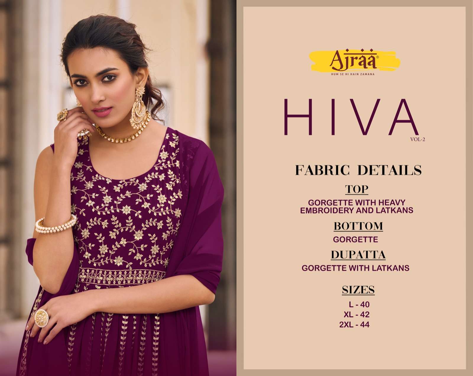 Hiva Vol-2 By Ajraa 51441 To 51445 Series Designer Festive Suits Collection Beautiful Stylish Fancy Colorful Party Wear & Occasional Wear Heavy Georgette Embroidered Dresses At Wholesale Price