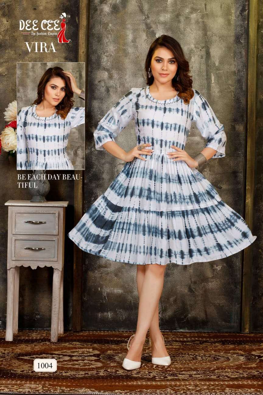 VIRA BY DEE CEE 1001 TO 1006 SERIES DESIGNER STYLISH FANCY COLORFUL BEAUTIFUL PARTY WEAR & ETHNIC WEAR COLLECTION HEAVY RAYON KURTIS AT WHOLESALE PRICE