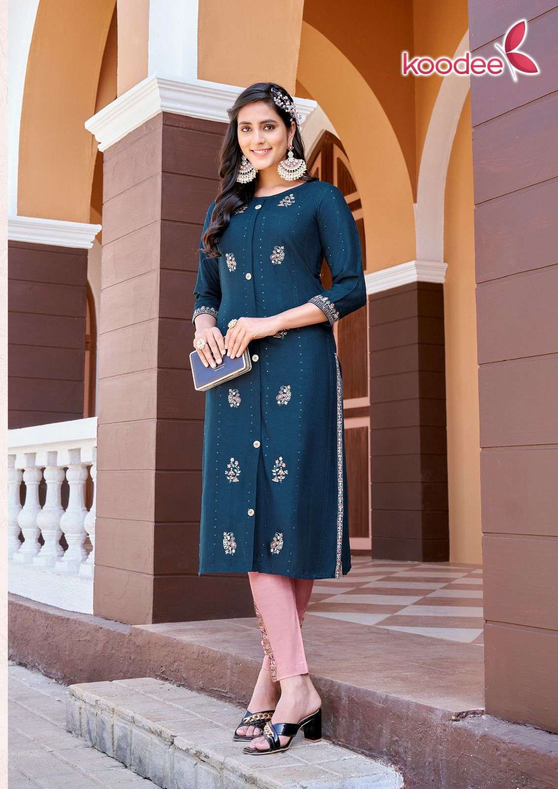 Naveli Vol-1 By Koodee 1001 To 1006 Series Designer Stylish Fancy Colorful Beautiful Party Wear & Ethnic Wear Collection Heavy Rayon Kurtis With Bottom At Wholesale Price