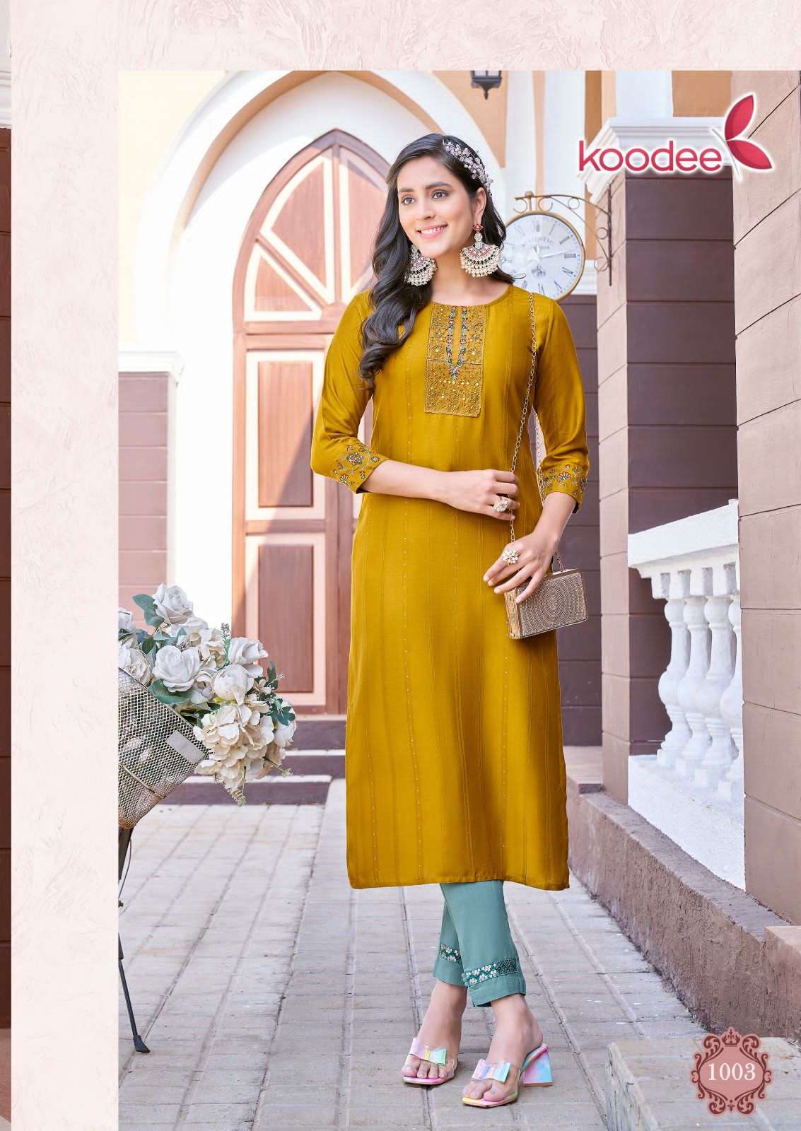 Naveli Vol-1 By Koodee 1001 To 1006 Series Designer Stylish Fancy Colorful Beautiful Party Wear & Ethnic Wear Collection Heavy Rayon Kurtis With Bottom At Wholesale Price