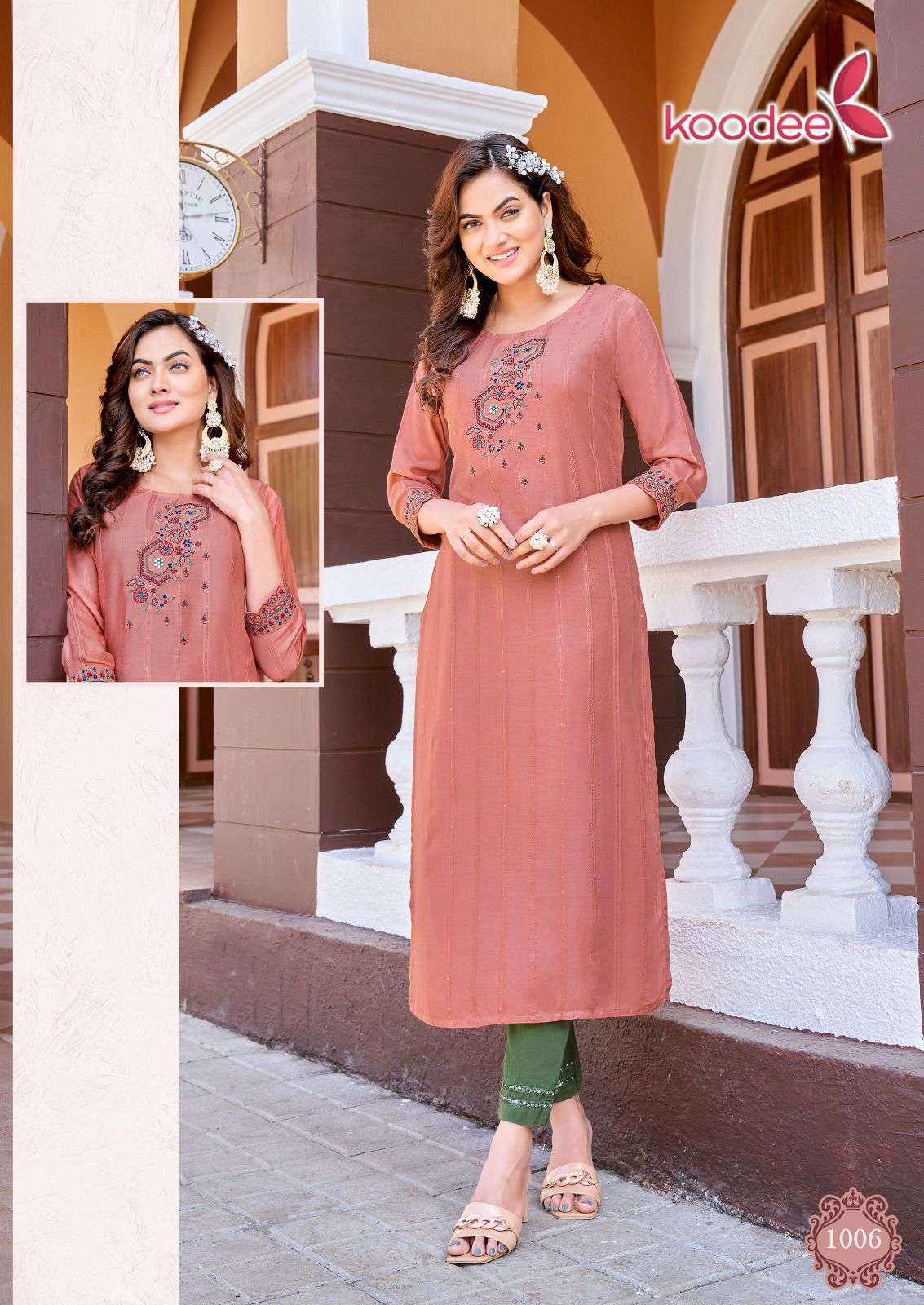 Naveli Vol-1 By Koodee 1001 To 1006 Series Designer Stylish Fancy Colorful Beautiful Party Wear & Ethnic Wear Collection Heavy Rayon Kurtis With Bottom At Wholesale Price