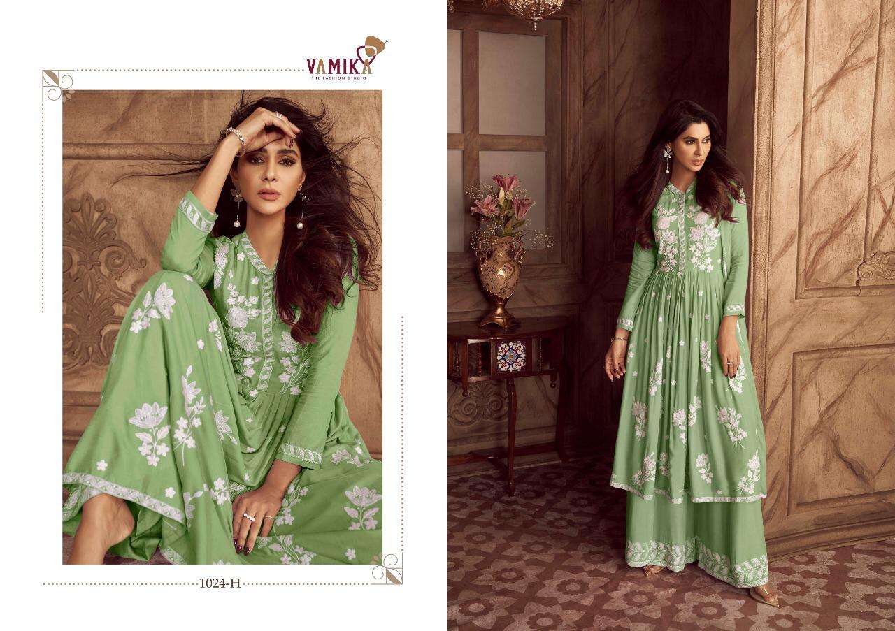 LAKHNAVI VOL-4 HIT LIST BY VAMIKA 1024-F TO 1024-J SERIES BEAUTIFUL STYLISH SHARARA SUITS FANCY COLORFUL CASUAL WEAR & ETHNIC WEAR & READY TO WEAR HEAVY RAYON DRESSES AT WHOLESALE PRICE