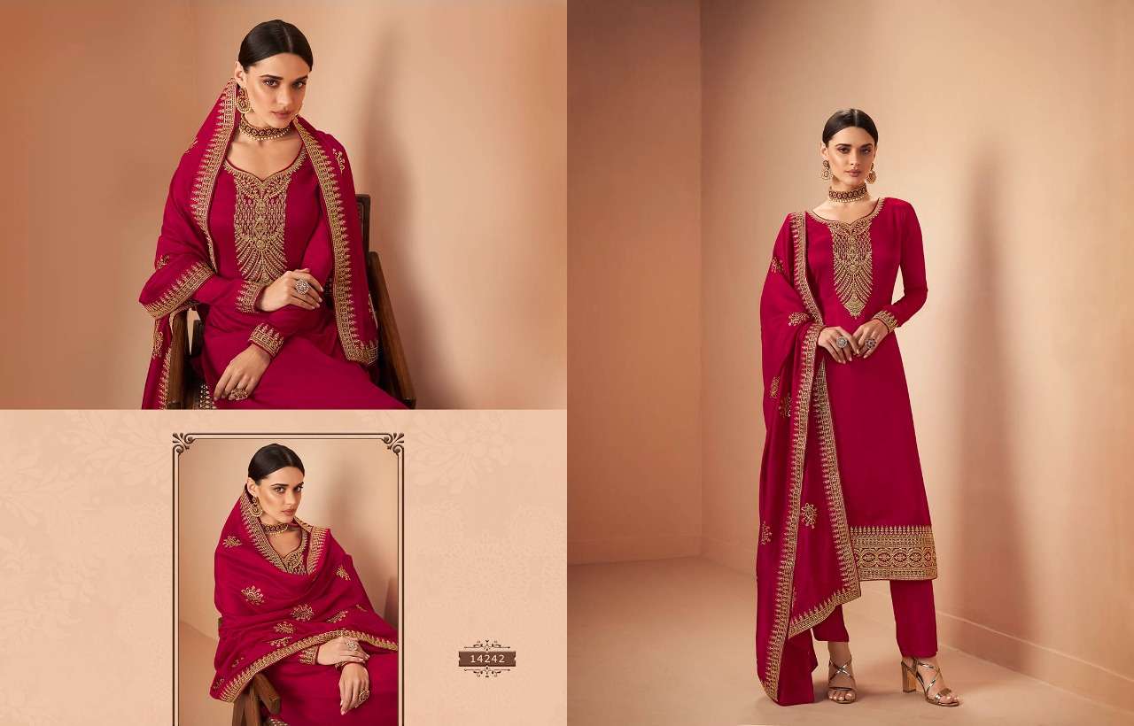FIRDOSH BY ZISA 14241 TO 14246 SERIES FESTIVE SUITS BEAUTIFUL FANCY COLORFUL STYLISH PARTY WEAR & OCCASIONAL WEAR SILK GEORGETTE EMBROIDERY DRESSES AT WHOLESALE PRICE