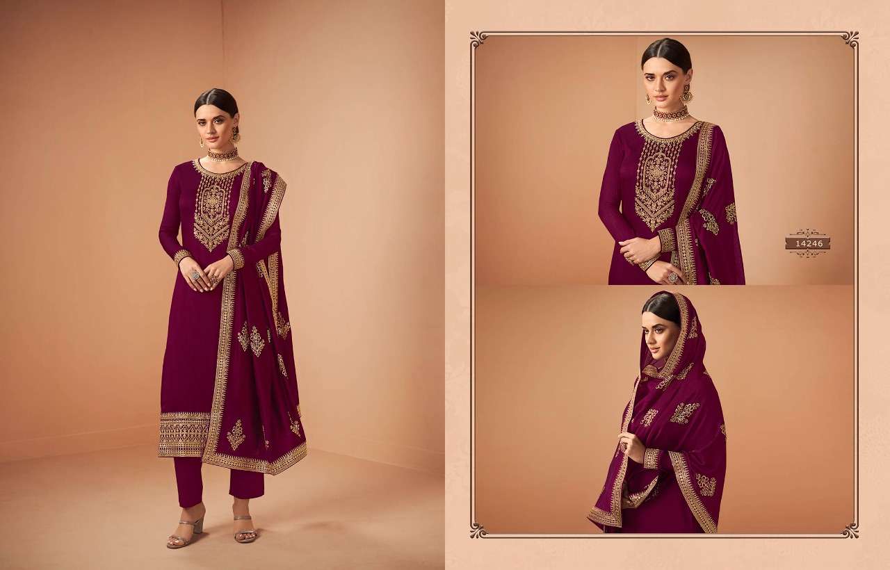 FIRDOSH BY ZISA 14241 TO 14246 SERIES FESTIVE SUITS BEAUTIFUL FANCY COLORFUL STYLISH PARTY WEAR & OCCASIONAL WEAR SILK GEORGETTE EMBROIDERY DRESSES AT WHOLESALE PRICE