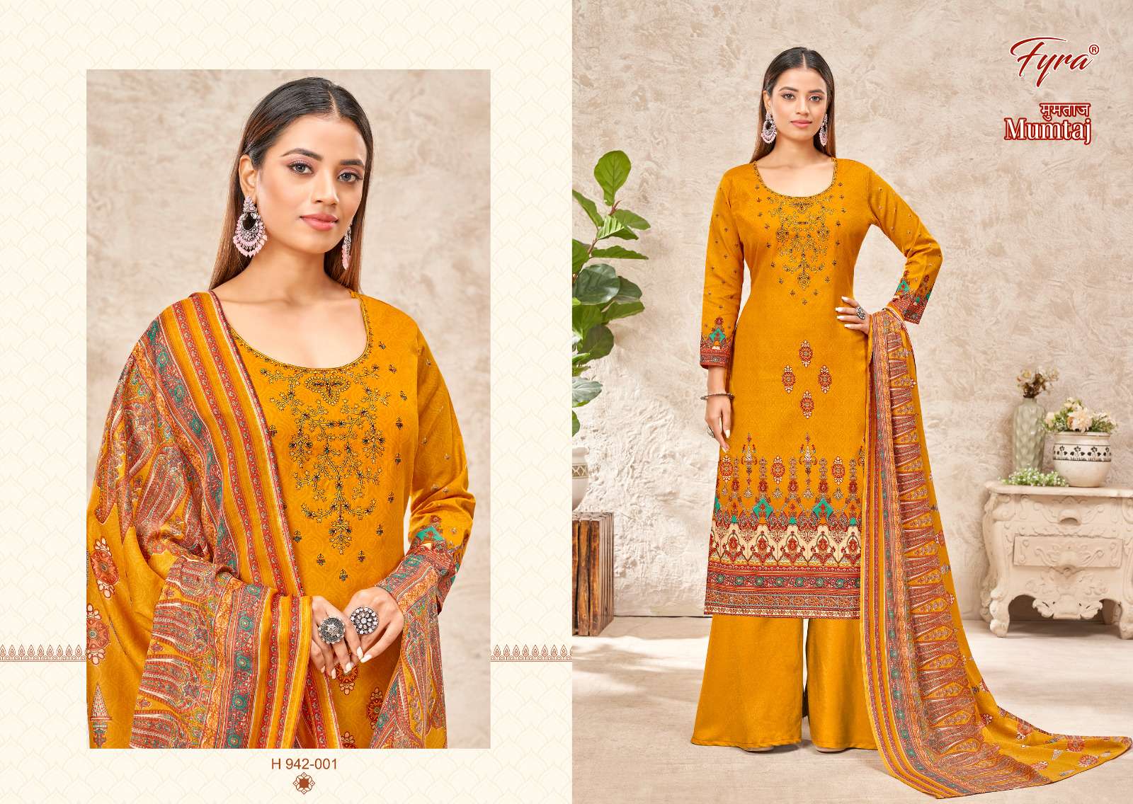 MUMTAJ BY FYRA 942-001 TO 942-010 SERIES FESTIVE SUITS BEAUTIFUL FANCY COLORFUL STYLISH PARTY WEAR & OCCASIONAL WEAR PURE SOFT COTTON DRESSES AT WHOLESALE PRICE