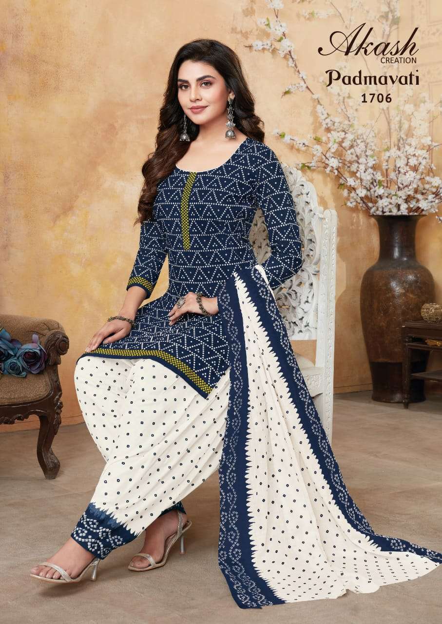 PADMAVATI VOL-17 BY AKASH CREATION 1701 TO 1710 SERIES BEAUTIFUL STYLISH SUITS FANCY COLORFUL CASUAL WEAR & ETHNIC WEAR & READY TO WEAR COTTON PRINTED DRESSES AT WHOLESALE PRICE