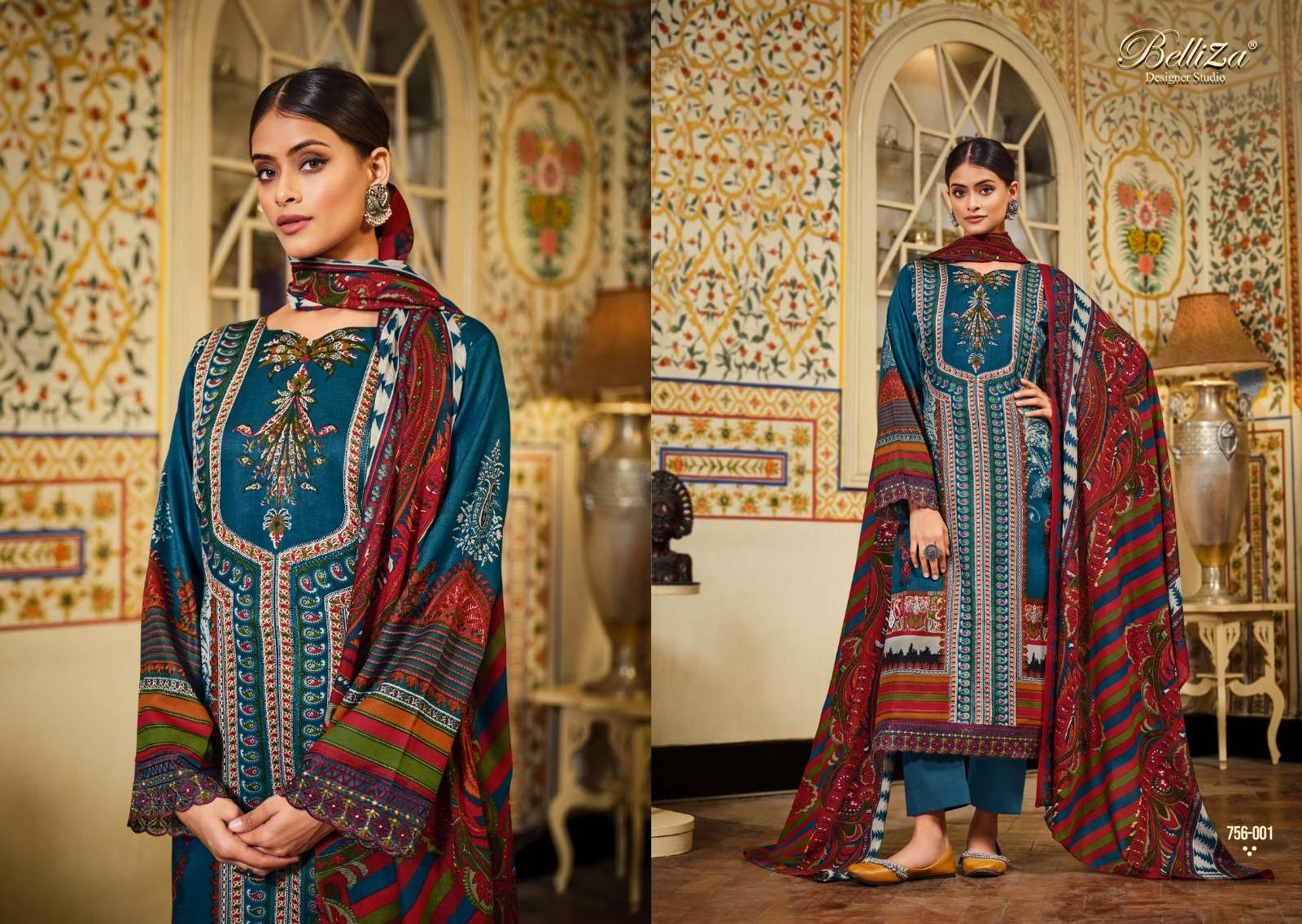 HAAFIZA BY BELLIZA 756-001 TO 756-010 SERIES BEAUTIFUL STYLISH SUITS FANCY COLORFUL CASUAL WEAR & ETHNIC WEAR & READY TO WEAR PURE JAM COTTON PRINTED DRESSES AT WHOLESALE PRICE