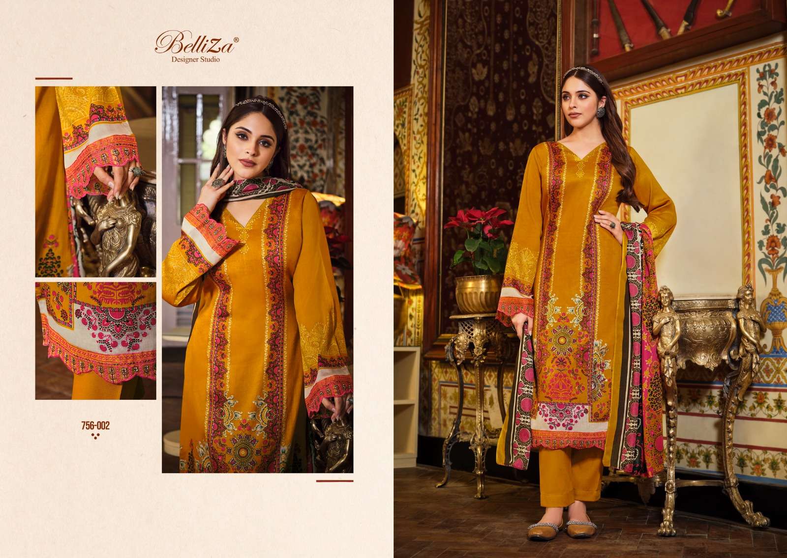 HAAFIZA BY BELLIZA 756-001 TO 756-010 SERIES BEAUTIFUL STYLISH SUITS FANCY COLORFUL CASUAL WEAR & ETHNIC WEAR & READY TO WEAR PURE JAM COTTON PRINTED DRESSES AT WHOLESALE PRICE