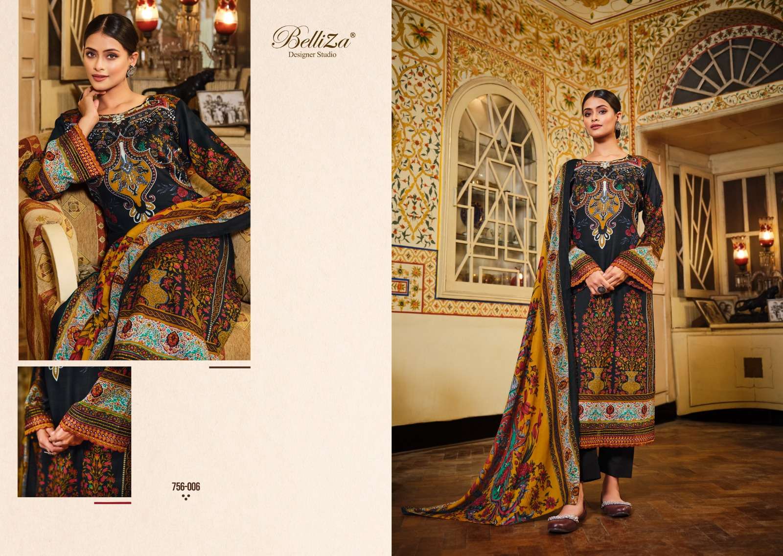 HAAFIZA BY BELLIZA 756-001 TO 756-010 SERIES BEAUTIFUL STYLISH SUITS FANCY COLORFUL CASUAL WEAR & ETHNIC WEAR & READY TO WEAR PURE JAM COTTON PRINTED DRESSES AT WHOLESALE PRICE