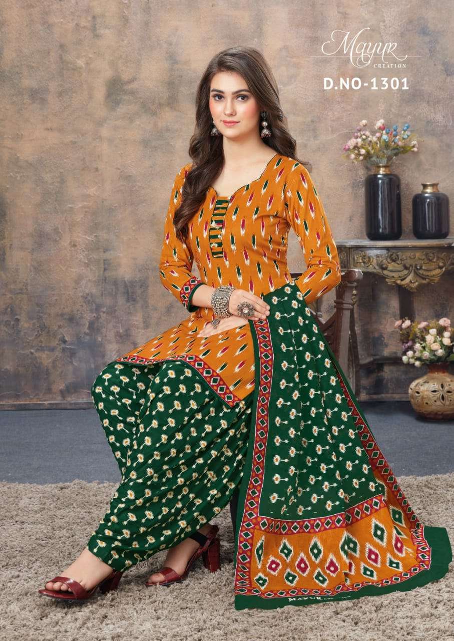 IKKAT VOL-13 BY MAYUR CREATION 1301 TO 1310 SERIES BEAUTIFUL STYLISH SUITS FANCY COLORFUL CASUAL WEAR & ETHNIC WEAR & READY TO WEAR COTTON PRINTED DRESSES AT WHOLESALE PRICE
