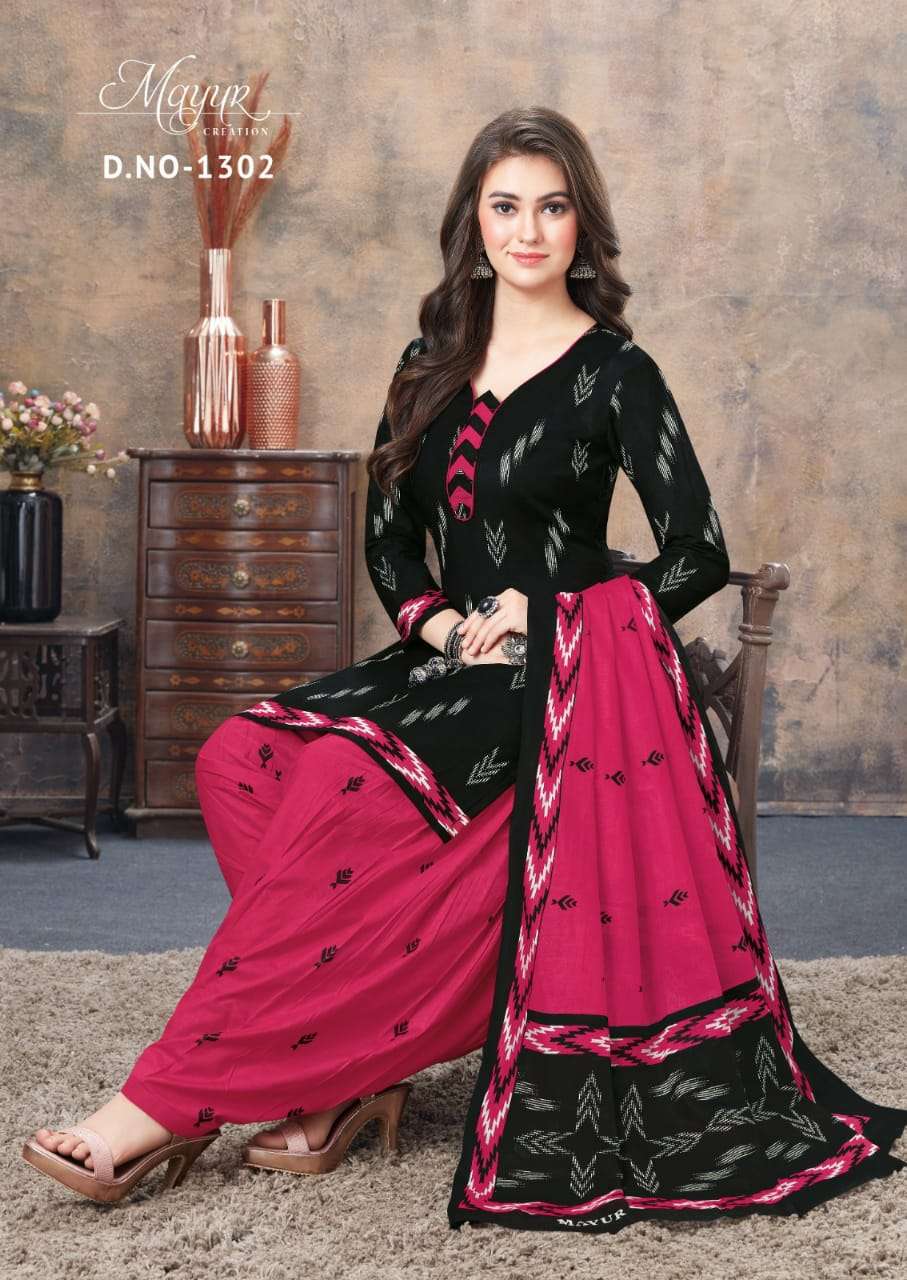 IKKAT VOL-13 BY MAYUR CREATION 1301 TO 1310 SERIES BEAUTIFUL STYLISH SUITS FANCY COLORFUL CASUAL WEAR & ETHNIC WEAR & READY TO WEAR COTTON PRINTED DRESSES AT WHOLESALE PRICE