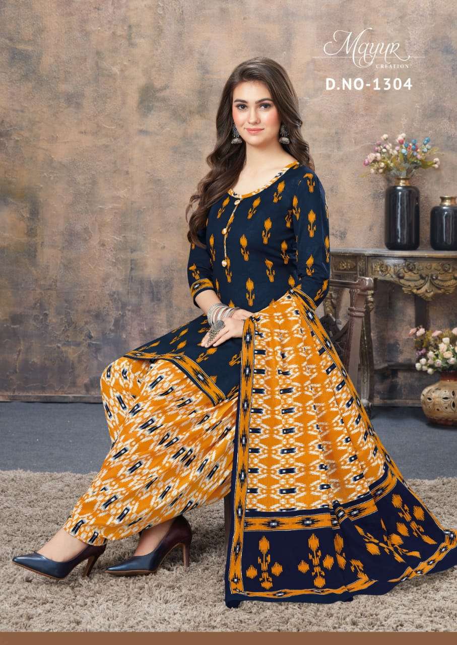 IKKAT VOL-13 BY MAYUR CREATION 1301 TO 1310 SERIES BEAUTIFUL STYLISH SUITS FANCY COLORFUL CASUAL WEAR & ETHNIC WEAR & READY TO WEAR COTTON PRINTED DRESSES AT WHOLESALE PRICE
