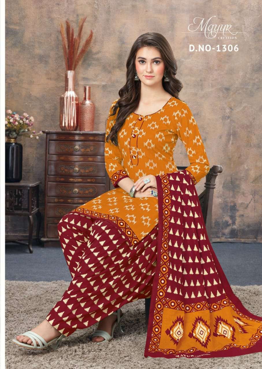 IKKAT VOL-13 BY MAYUR CREATION 1301 TO 1310 SERIES BEAUTIFUL STYLISH SUITS FANCY COLORFUL CASUAL WEAR & ETHNIC WEAR & READY TO WEAR COTTON PRINTED DRESSES AT WHOLESALE PRICE