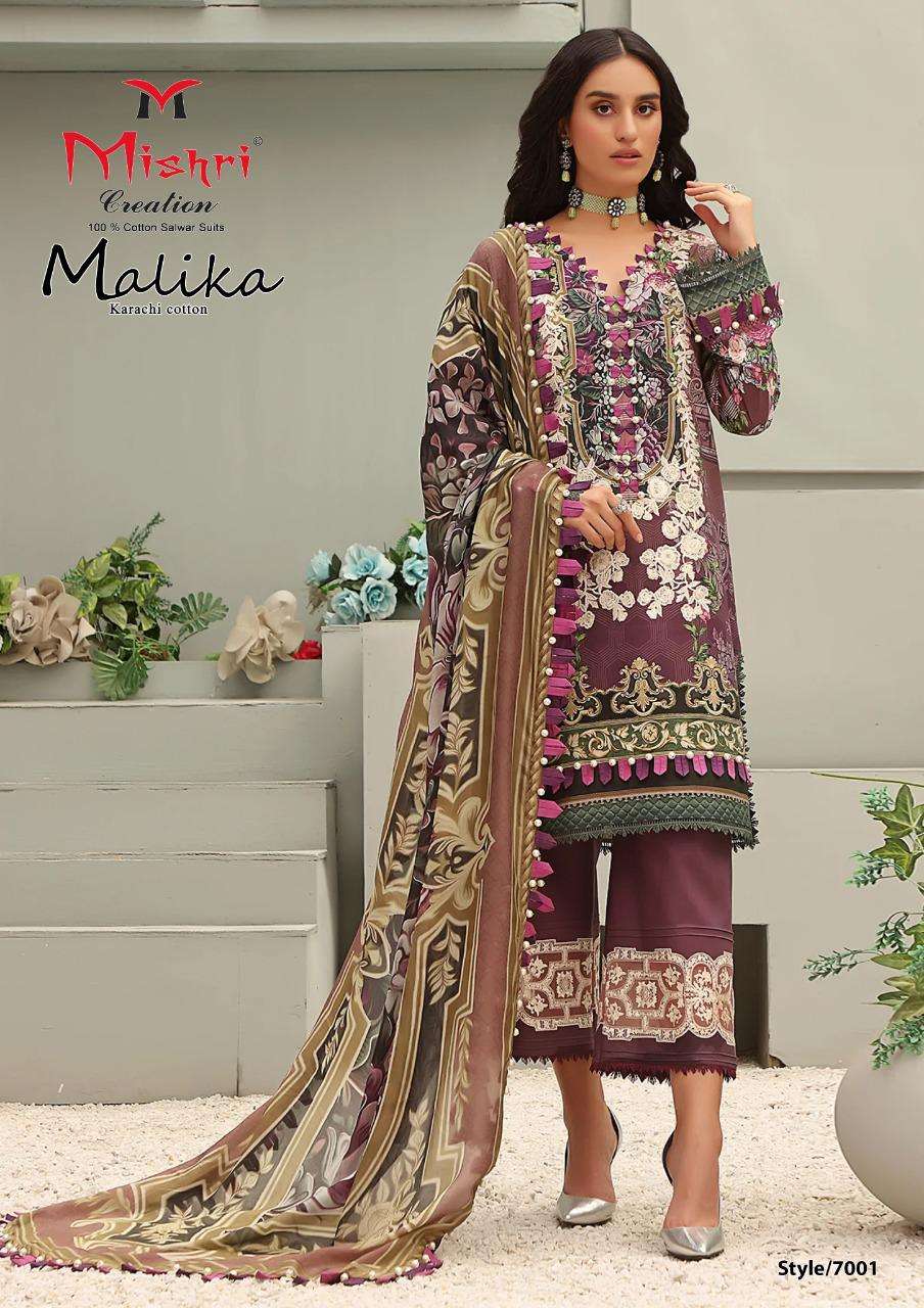 MALLIKA VOL-7 BY MISHRI CREATION 7001 TO 7006 SERIES BEAUTIFUL SUITS COLORFUL STYLISH FANCY CASUAL WEAR & ETHNIC WEAR HEAVY COTTON PRINT DRESSES AT WHOLESALE PRICE