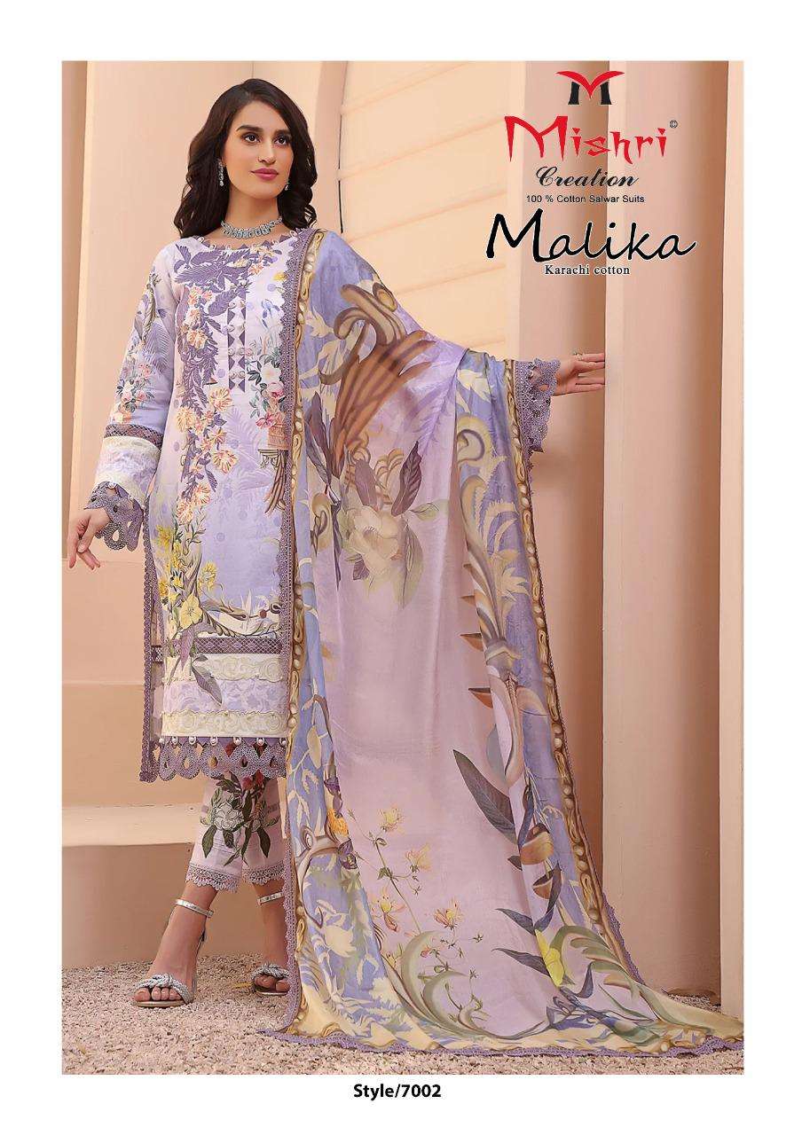 MALLIKA VOL-7 BY MISHRI CREATION 7001 TO 7006 SERIES BEAUTIFUL SUITS COLORFUL STYLISH FANCY CASUAL WEAR & ETHNIC WEAR HEAVY COTTON PRINT DRESSES AT WHOLESALE PRICE
