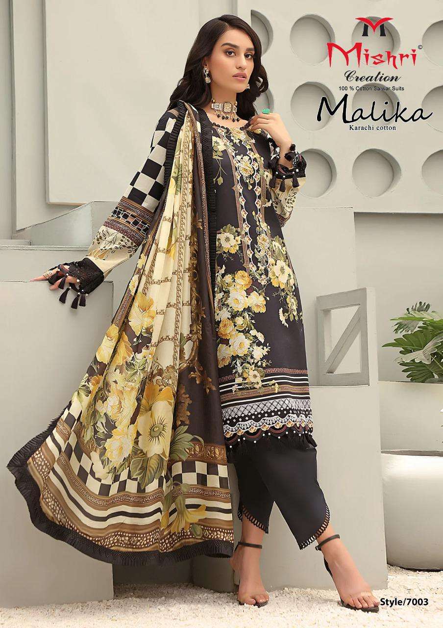 MALLIKA VOL-7 BY MISHRI CREATION 7001 TO 7006 SERIES BEAUTIFUL SUITS COLORFUL STYLISH FANCY CASUAL WEAR & ETHNIC WEAR HEAVY COTTON PRINT DRESSES AT WHOLESALE PRICE