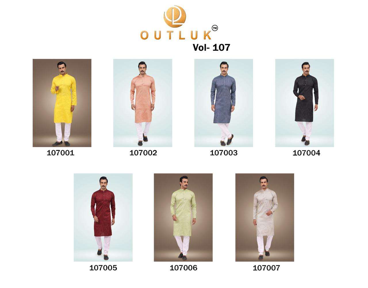 Outluk Vol-107 By Fashid Wholesale 107001 To 107007 Series Beautiful Colorful Stylish Fancy Casual Wear & Ethnic Wear & Ready To Wear Cotton Kurtas With Pajamas At Wholesale Price