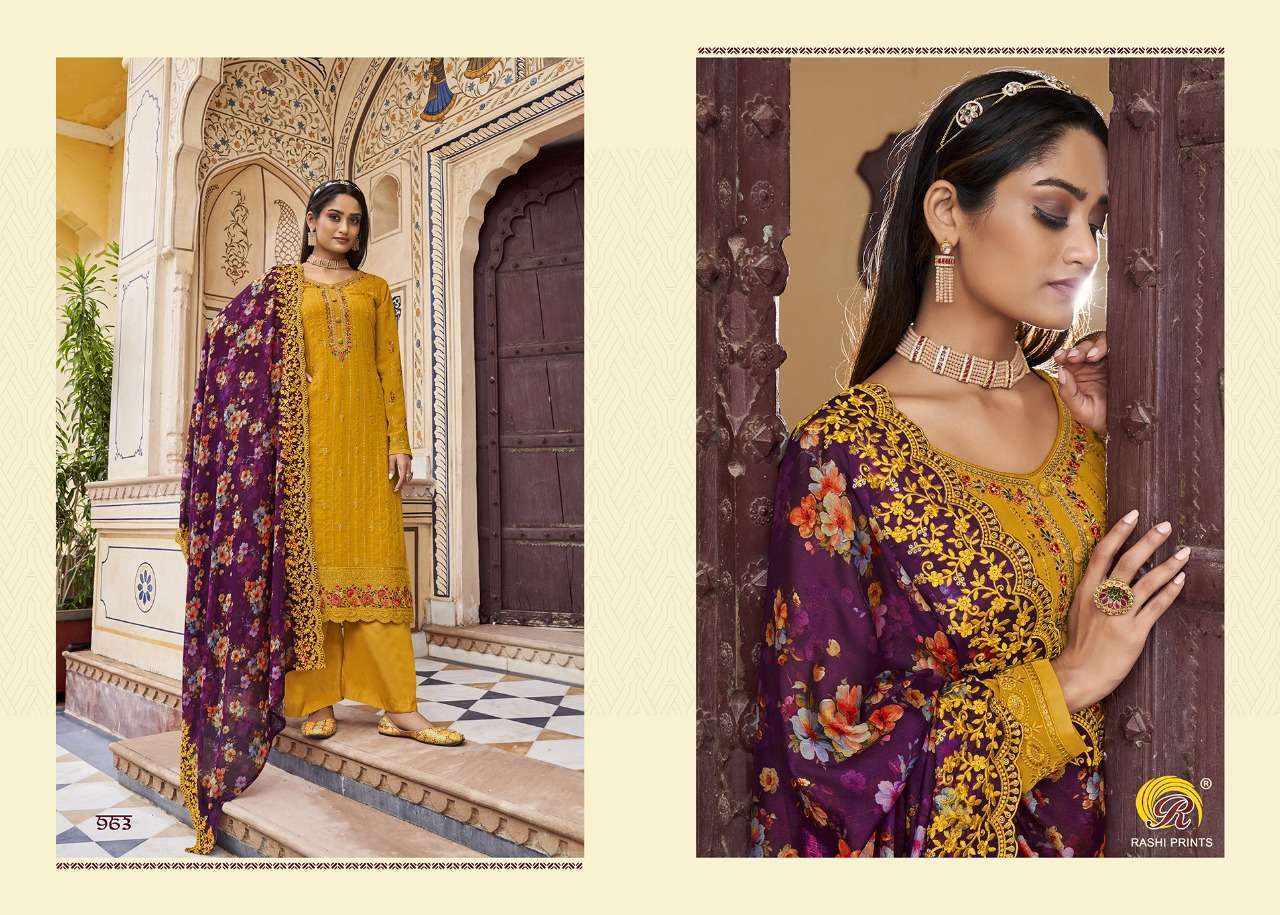 RANG RASIYA VOL-6 BY RASHI PRINT 961 TO 966 SERIES DESIGNER SUITS COLLECTION BEAUTIFUL STYLISH COLORFUL FANCY PARTY WEAR & OCCASIONAL WEAR GEORGETTE DRESSES AT WHOLESALE PRICE