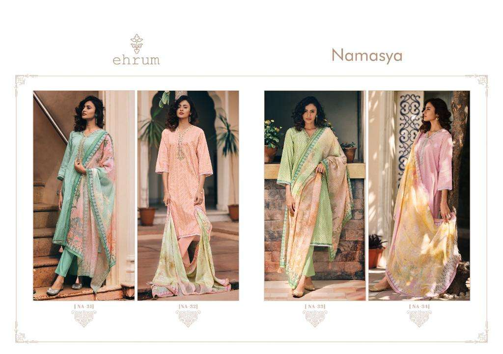 NAMASYA BY EHRUM 31 TO 34 SERIES BEAUTIFUL SUITS COLORFUL STYLISH FANCY CASUAL WEAR & ETHNIC WEAR PURE COTTON PRINT DRESSES AT WHOLESALE PRICE