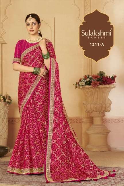 SULAKSHMI 1211 COLOURS BY SULAKSHMI 1211 TO 1211-D SERIES INDIAN TRADITIONAL WEAR COLLECTION BEAUTIFUL STYLISH FANCY COLORFUL PARTY WEAR & OCCASIONAL WEAR FANCY SAREES AT WHOLESALE PRICE