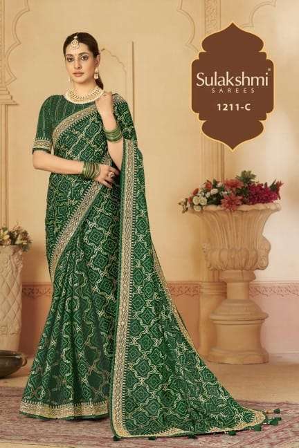 SULAKSHMI 1211 COLOURS BY SULAKSHMI 1211 TO 1211-D SERIES INDIAN TRADITIONAL WEAR COLLECTION BEAUTIFUL STYLISH FANCY COLORFUL PARTY WEAR & OCCASIONAL WEAR FANCY SAREES AT WHOLESALE PRICE