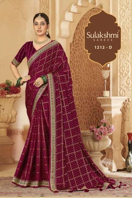 SULAKSHMI 1212 COLOURS BY SULAKSHMI 1212 TO 1212-D SERIES INDIAN TRADITIONAL WEAR COLLECTION BEAUTIFUL STYLISH FANCY COLORFUL PARTY WEAR & OCCASIONAL WEAR FANCY SAREES AT WHOLESALE PRICE