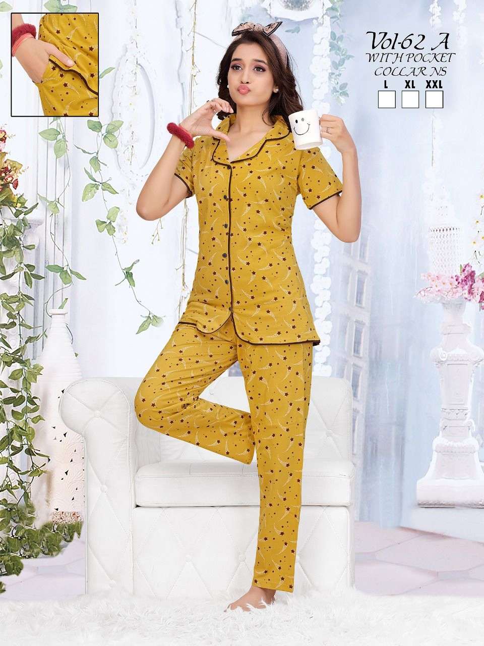 VOL-62A BY FASHION TALK 01 TO 06 SERIES BEAUTIFUL STYLISH FANCY COLORFUL CASUAL WEAR & ETHNIC WEAR HOSIERY COTTON NIGHT SUITS AT WHOLESALE PRICE