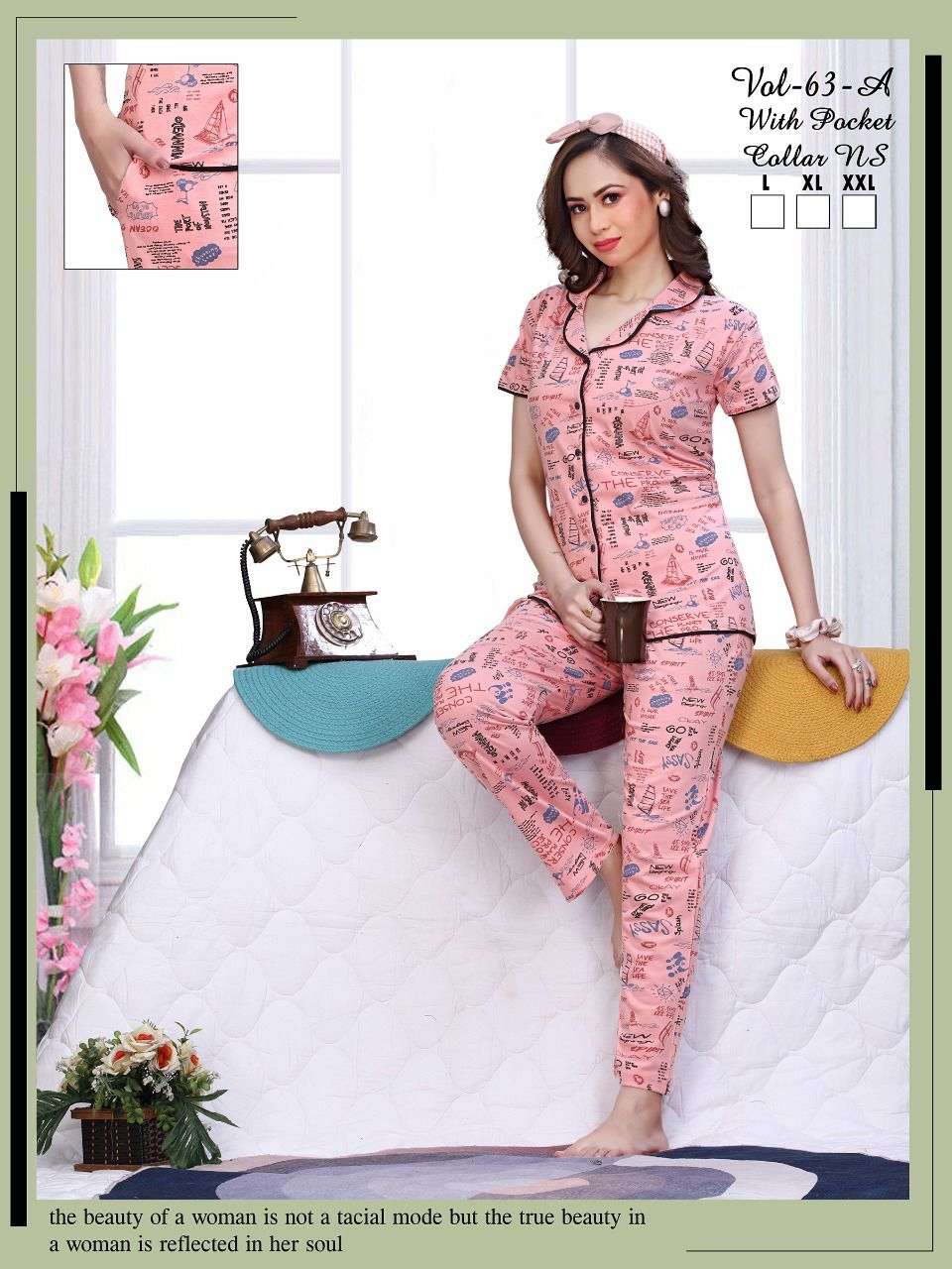 VOL-63A BY FASHION TALK 01 TO 06 SERIES BEAUTIFUL STYLISH FANCY COLORFUL CASUAL WEAR & ETHNIC WEAR HOSIERY COTTON NIGHT SUITS AT WHOLESALE PRICE