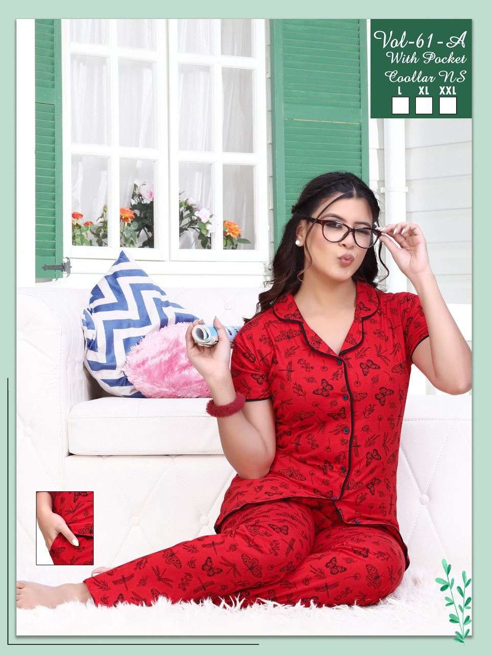VOL-61A BY FASHION TALK 01 TO 06 SERIES BEAUTIFUL STYLISH FANCY COLORFUL CASUAL WEAR & ETHNIC WEAR HOSIERY COTTON NIGHT SUITS AT WHOLESALE PRICE