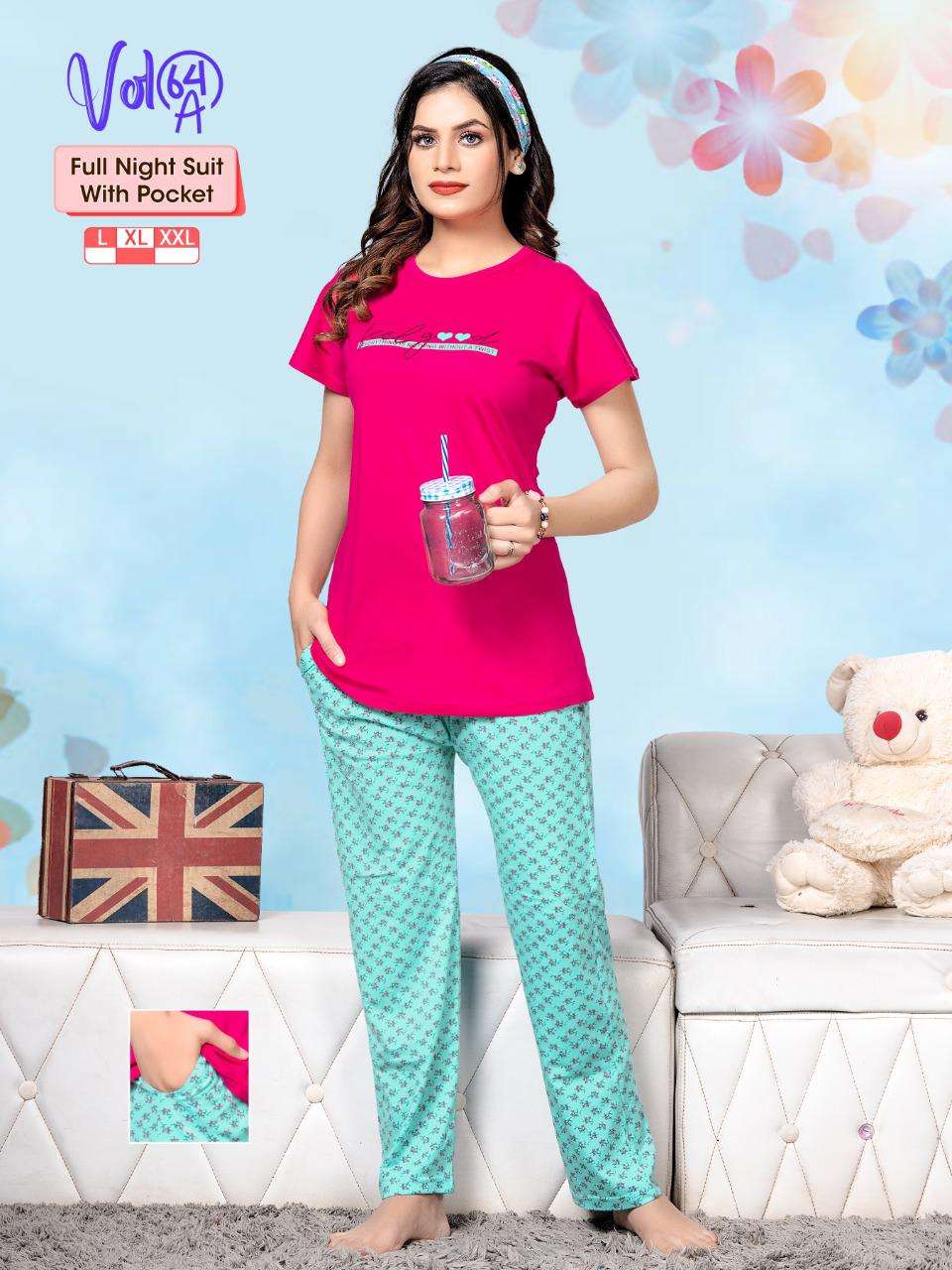 VOL-64A BY FASHION TALK 01 TO 06 SERIES BEAUTIFUL STYLISH FANCY COLORFUL CASUAL WEAR & ETHNIC WEAR HOSIERY COTTON TOP WITH BOTTOM AT WHOLESALE PRICE