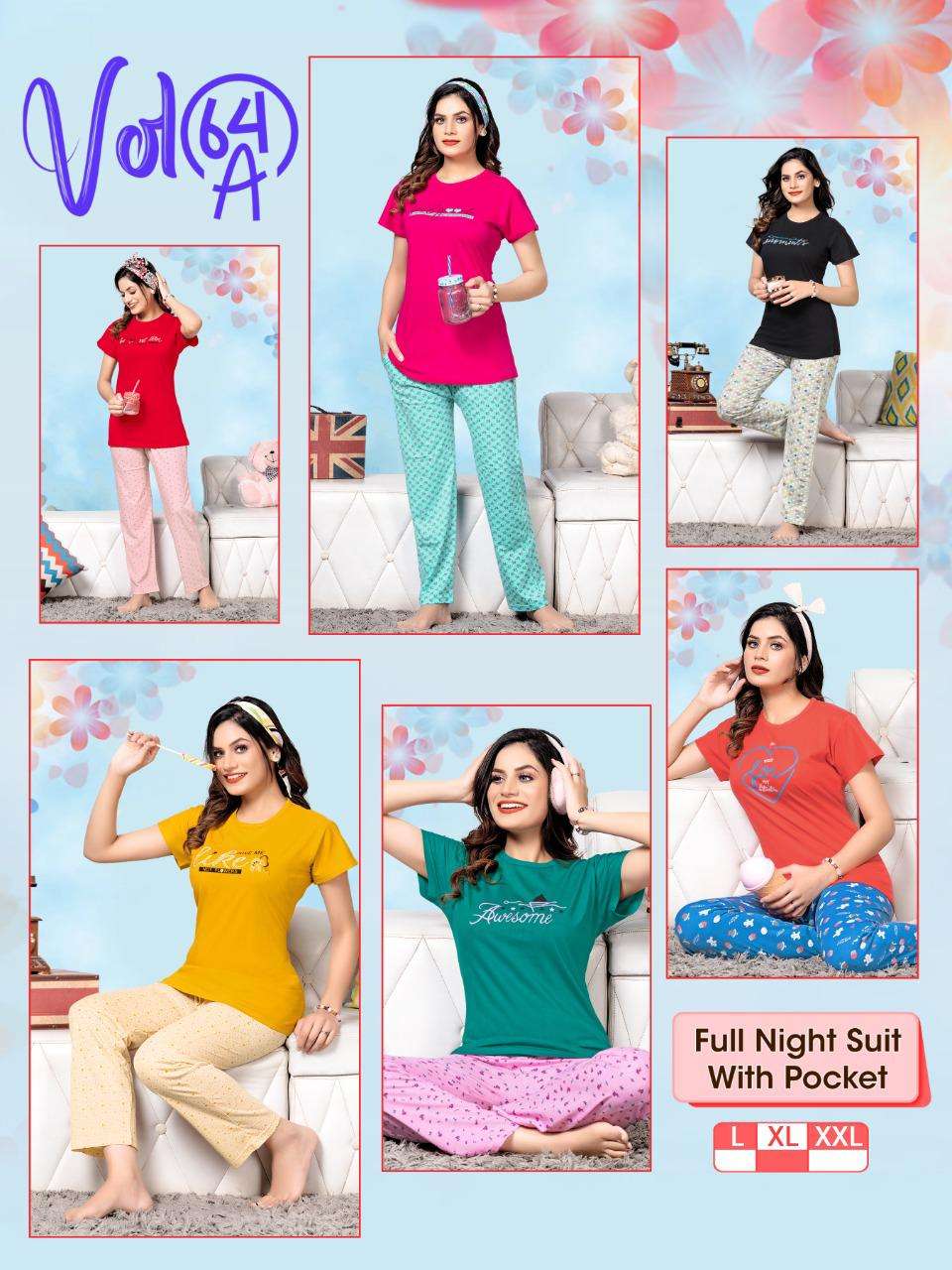 VOL-64A BY FASHION TALK 01 TO 06 SERIES BEAUTIFUL STYLISH FANCY COLORFUL CASUAL WEAR & ETHNIC WEAR HOSIERY COTTON TOP WITH BOTTOM AT WHOLESALE PRICE