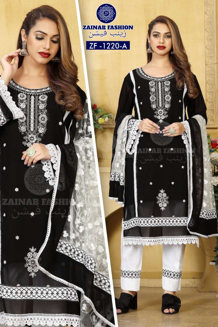 Wonderful White Color Beautiful Jam Cotton Embroidered Moti Work